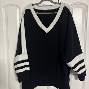 Torrid Black and White V-Neck Sweater